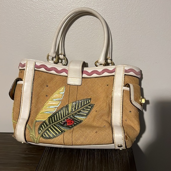 Authentic Vintage COACH Ladybug Motif Boxy Straw Tote Bag, Limited Edition -2004 - Picture 4 of 16